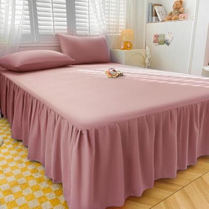 91家纺网 家纺一手货源 找家纺 （总）极梦 2025新款纯色水洗棉磨毛单床裙三件套床垫保护套