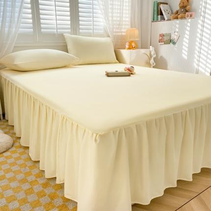 91家纺网 家纺一手货源 找家纺 （总）极梦 2025新款纯色水洗棉磨毛单床裙三件套床垫保护套