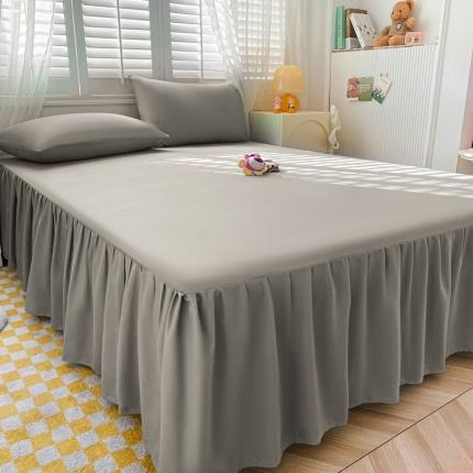 91家纺网 家纺一手货源 找家纺 （总）极梦 2025新款纯色水洗棉磨毛单床裙三件套床垫保护套