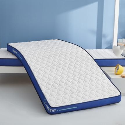 91家纺网 家纺一手货源 找家纺 迪乐妮 2023铂金棉记忆棉炫彩乳胶立体床垫 普信蓝边-白色