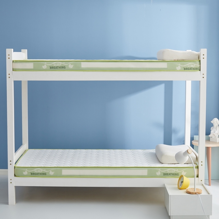 91家纺网 家纺一手货源 找家纺 迪乐妮 2023铂金棉记忆棉炫彩乳胶立体床垫 薄荷绿-白色