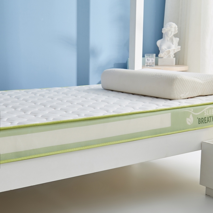 91家纺网 家纺一手货源 找家纺 迪乐妮 2023铂金棉记忆棉炫彩乳胶立体床垫 薄荷绿-白色