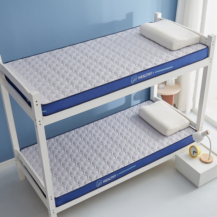 91家纺网 家纺一手货源 找家纺 迪乐妮 2023铂金棉记忆棉炫彩乳胶立体床垫 普信蓝边-灰色