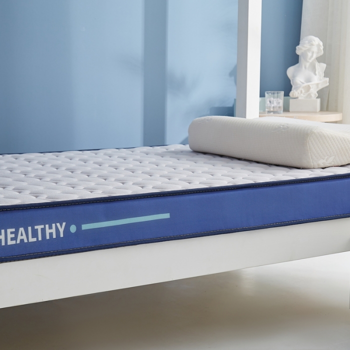 91家纺网 家纺一手货源 找家纺 迪乐妮 2023铂金棉记忆棉炫彩乳胶立体床垫 普信蓝边-灰色