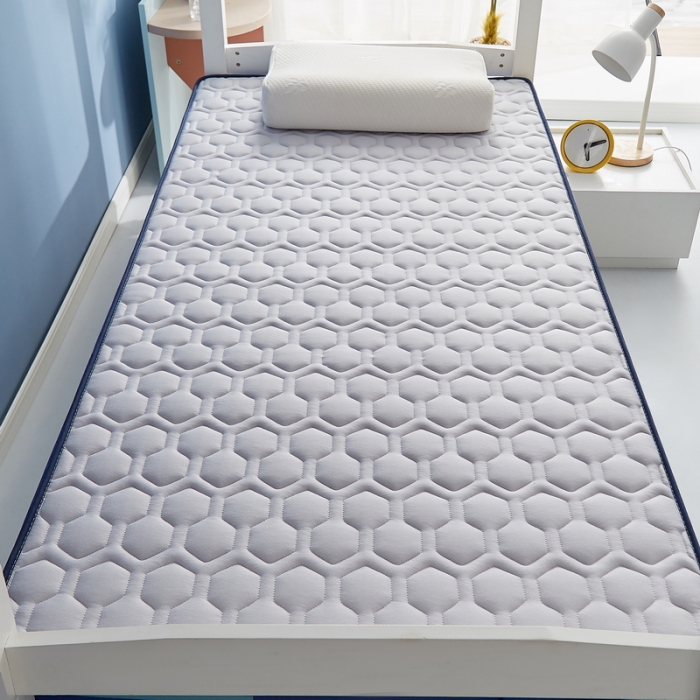 91家纺网 家纺一手货源 找家纺 迪乐妮 2023铂金棉记忆棉炫彩乳胶立体床垫 普信蓝边-灰色