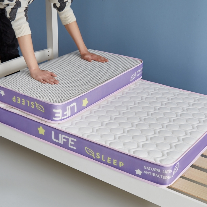 91家纺网 家纺一手货源 找家纺 迪乐妮 2023铂金棉记忆棉炫彩乳胶立体床垫 香芋紫-白色