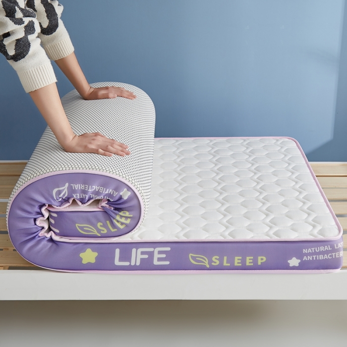 91家纺网 家纺一手货源 找家纺 迪乐妮 2023铂金棉记忆棉炫彩乳胶立体床垫 香芋紫-白色