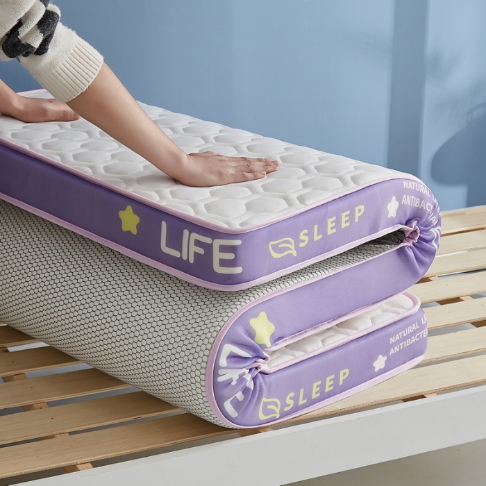 91家纺网 家纺一手货源 找家纺 迪乐妮 2023铂金棉记忆棉炫彩乳胶立体床垫 香芋紫-白色