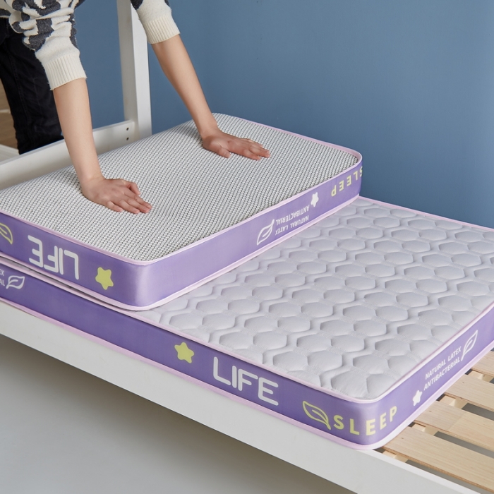 91家纺网 家纺一手货源 找家纺 迪乐妮 2023铂金棉记忆棉炫彩乳胶立体床垫 香芋紫-灰色