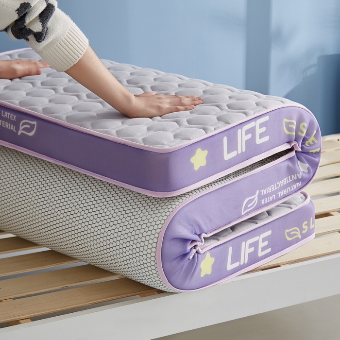 91家纺网 家纺一手货源 找家纺 迪乐妮 2023铂金棉记忆棉炫彩乳胶立体床垫 香芋紫-灰色