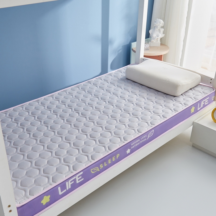 91家纺网 家纺一手货源 找家纺 迪乐妮 2023铂金棉记忆棉炫彩乳胶立体床垫 香芋紫-灰色