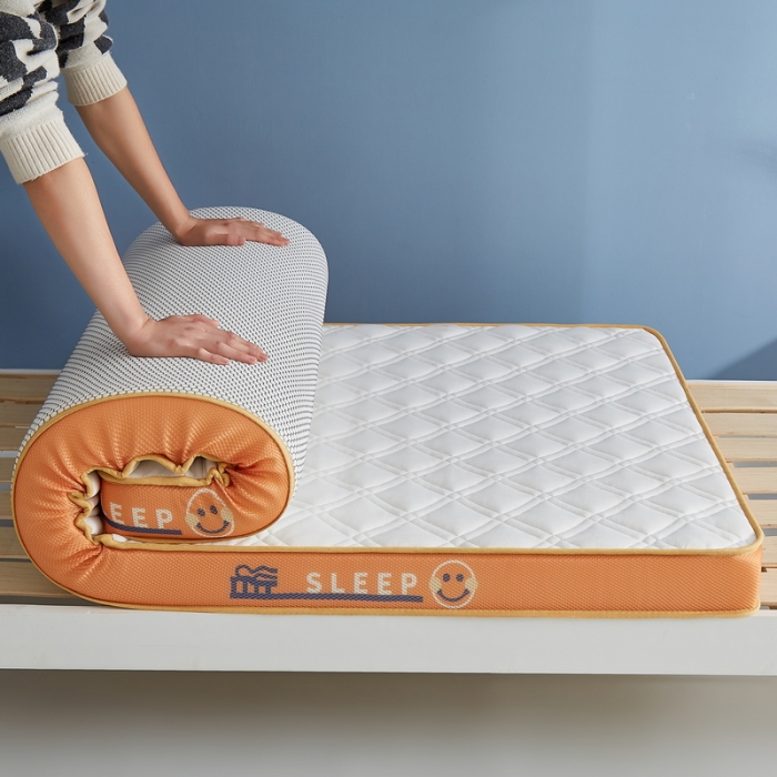 91家纺网 家纺一手货源 找家纺 迪乐妮 2023铂金棉记忆棉炫彩乳胶立体床垫 元气橙-白色