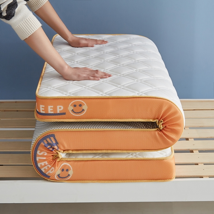 91家纺网 家纺一手货源 找家纺 迪乐妮 2023铂金棉记忆棉炫彩乳胶立体床垫 元气橙-白色