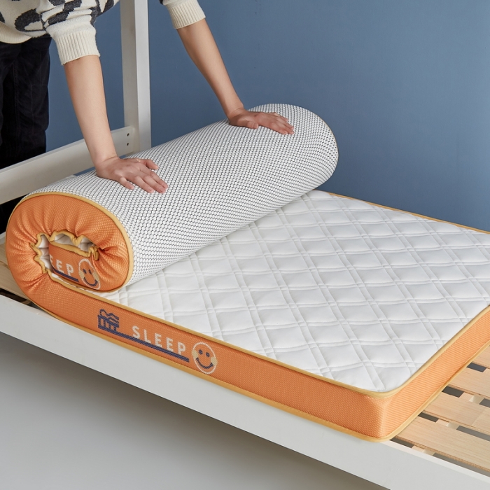 91家纺网 家纺一手货源 找家纺 迪乐妮 2023铂金棉记忆棉炫彩乳胶立体床垫 元气橙-白色