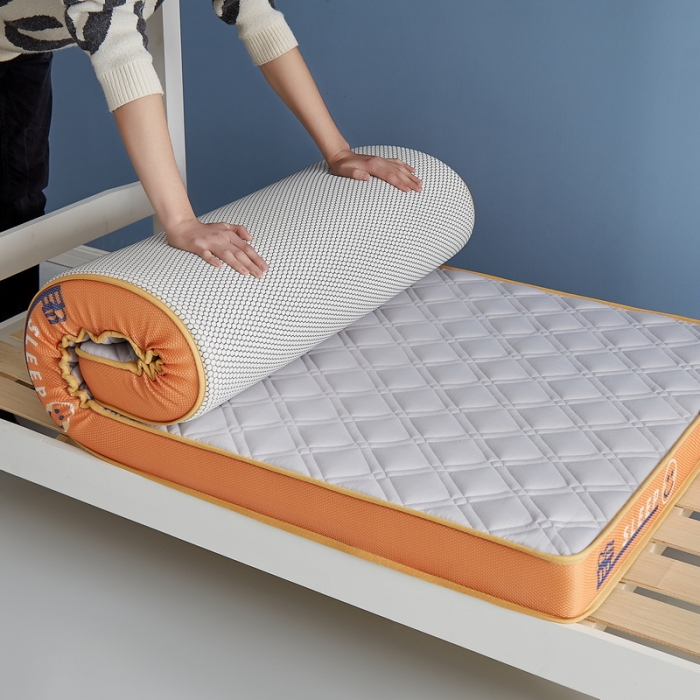 91家纺网 家纺一手货源 找家纺 迪乐妮 2023铂金棉记忆棉炫彩乳胶立体床垫 元气橙-灰色