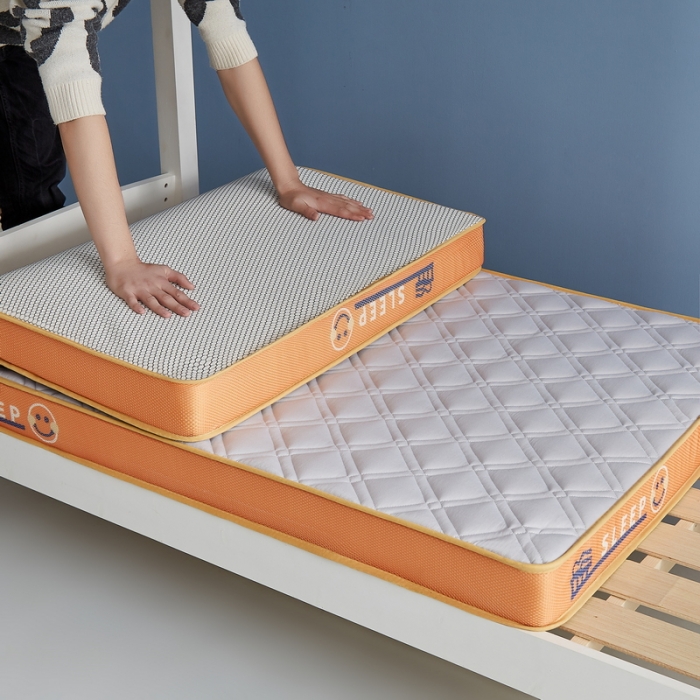 91家纺网 家纺一手货源 找家纺 迪乐妮 2023铂金棉记忆棉炫彩乳胶立体床垫 元气橙-灰色