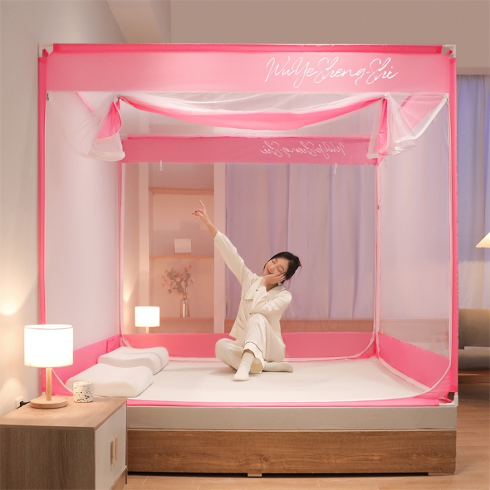 91家纺网 家纺一手货源 找家纺 舞夜盛世 2025新款都市生活系列坐床蚊帐 都市生活-粉