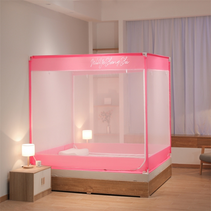 91家纺网 家纺一手货源 找家纺 舞夜盛世 2025新款都市生活系列坐床蚊帐 都市生活-粉