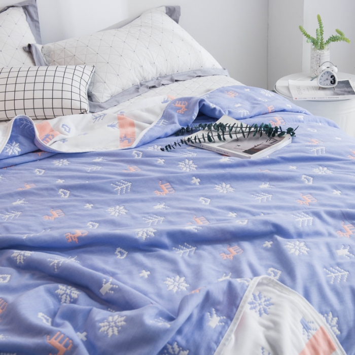 91家纺网 家纺一手货源 找家纺 朴尔 2023新款全尺寸经典六层纱布全棉毛巾被系列 吉祥鹿