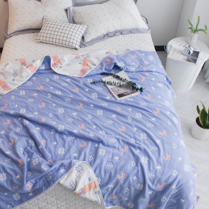 91家纺网 家纺一手货源 找家纺 朴尔 2023新款全尺寸经典六层纱布全棉毛巾被系列 吉祥鹿