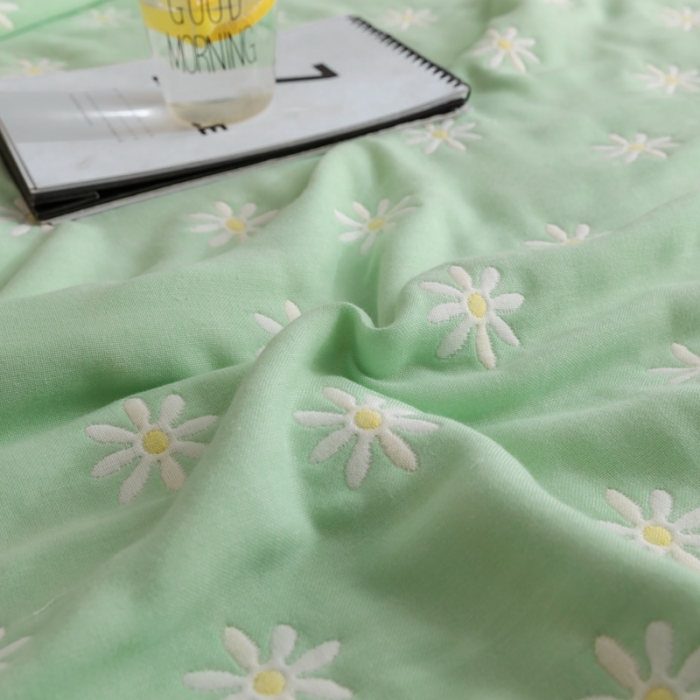 91家纺网 家纺一手货源 找家纺 朴尔 2023新款全尺寸经典六层纱布全棉毛巾被系列 小雏菊-绿