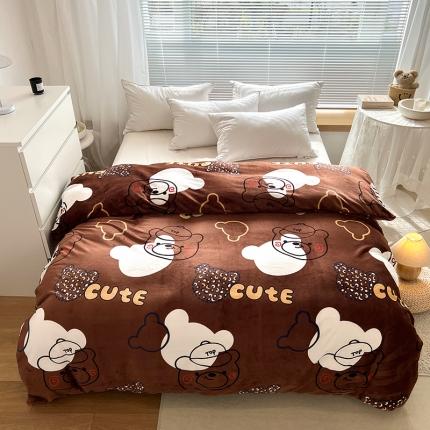 91家纺网 家纺一手货源 找家纺 爱上家居 2023新款牛奶绒保暖单被套 潮熊