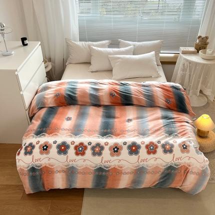 91家纺网 家纺一手货源 找家纺 爱上家纺 2023新款牛奶绒保暖单被套 花簇