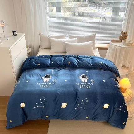 91家纺网 家纺一手货源 找家纺 爱上家居 2023新款牛奶绒保暖单被套 星月