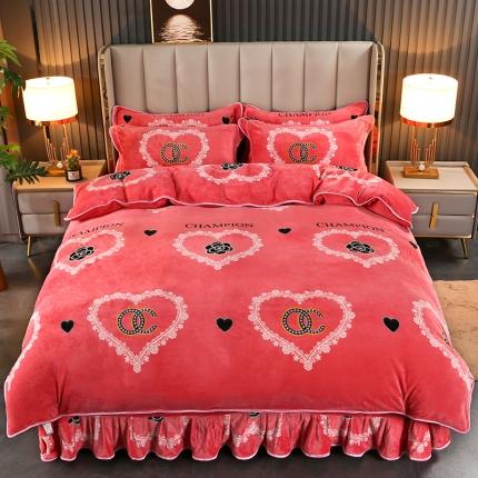 91家纺网 家纺一手货源 找家纺 爱上家居 2023新款牛奶绒保暖单被套 心花怒放