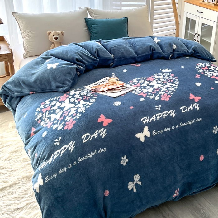 91家纺网 家纺一手货源 找家纺 爱上家居 2023新款牛奶绒保暖单被套 爱暮