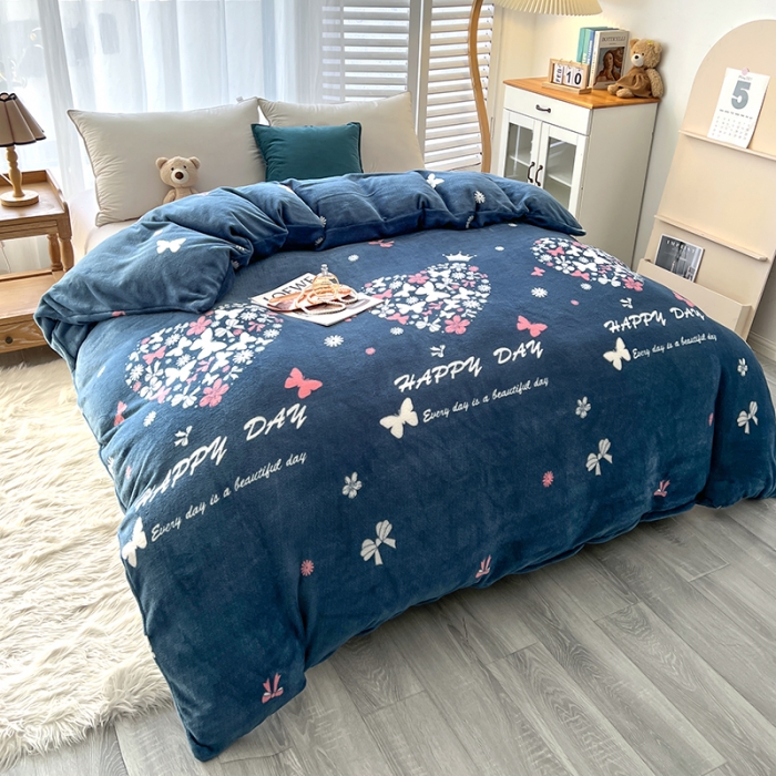 91家纺网 家纺一手货源 找家纺 爱上家居 2023新款牛奶绒保暖单被套 爱暮