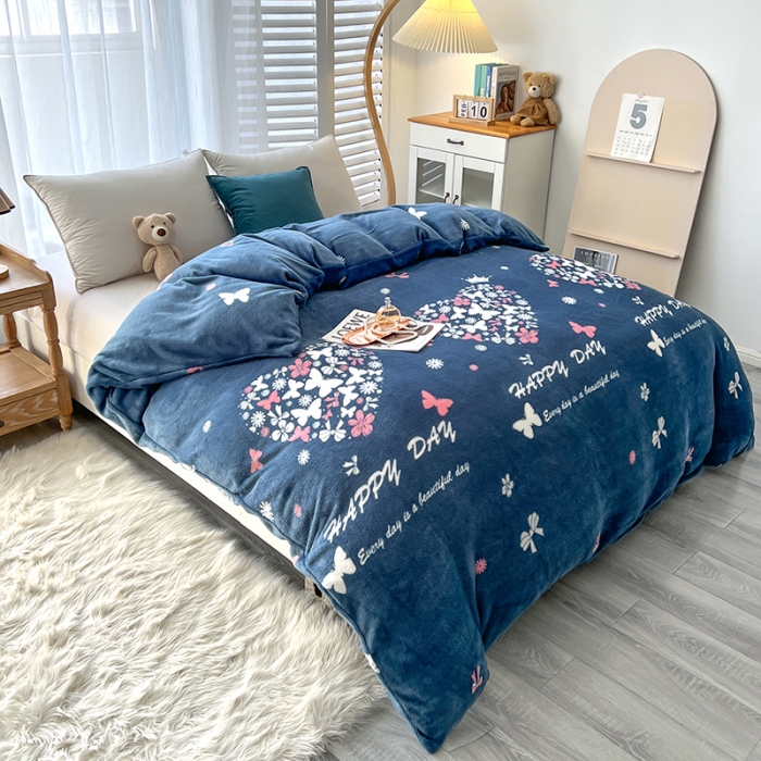 91家纺网 家纺一手货源 找家纺 爱上家居 2023新款牛奶绒保暖单被套 爱暮