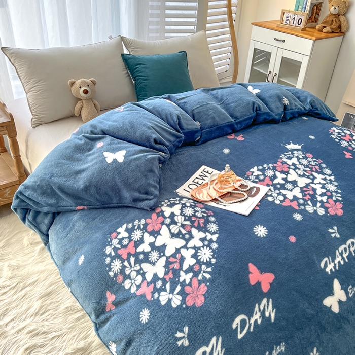 91家纺网 家纺一手货源 找家纺 爱上家居 2023新款牛奶绒保暖单被套 爱暮