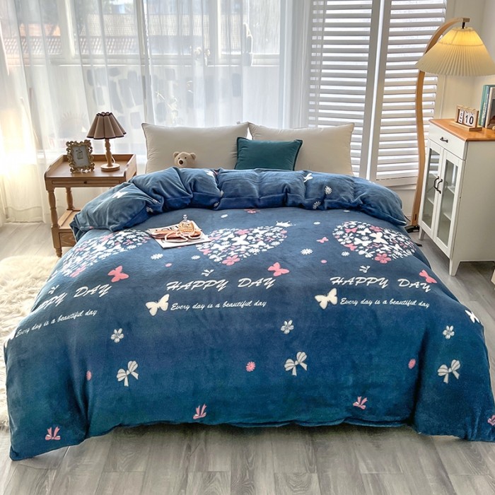 91家纺网 家纺一手货源 找家纺 爱上家居 2023新款牛奶绒保暖单被套 爱暮