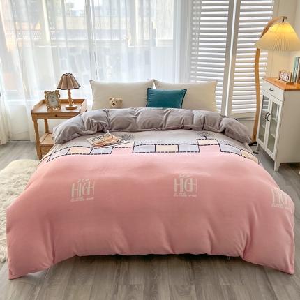 爱上家居 2023新款牛奶绒保暖单被套 粉红日记