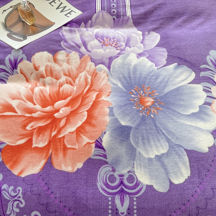 91家纺网 家纺一手货源 找家纺 爱上家居 2023新款牛奶绒保暖单被套 花影紫