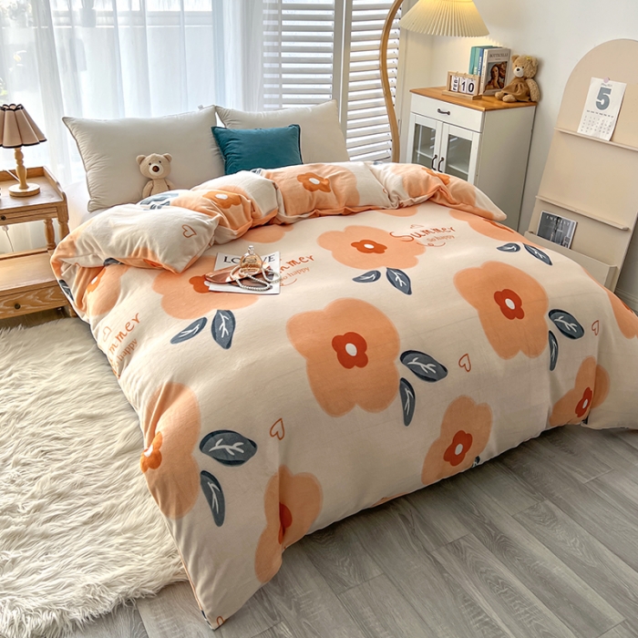 91家纺网 家纺一手货源 找家纺 爱上家居 2023新款牛奶绒保暖单被套 莫奈花园