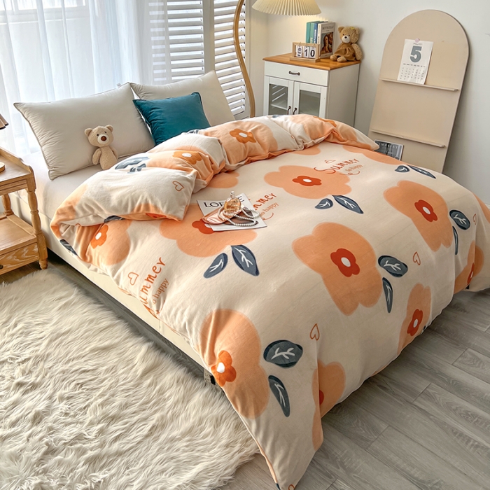 91家纺网 家纺一手货源 找家纺 爱上家居 2023新款牛奶绒保暖单被套 莫奈花园