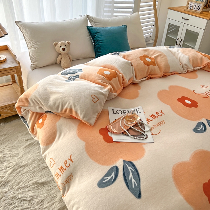 91家纺网 家纺一手货源 找家纺 爱上家居 2023新款牛奶绒保暖单被套 莫奈花园