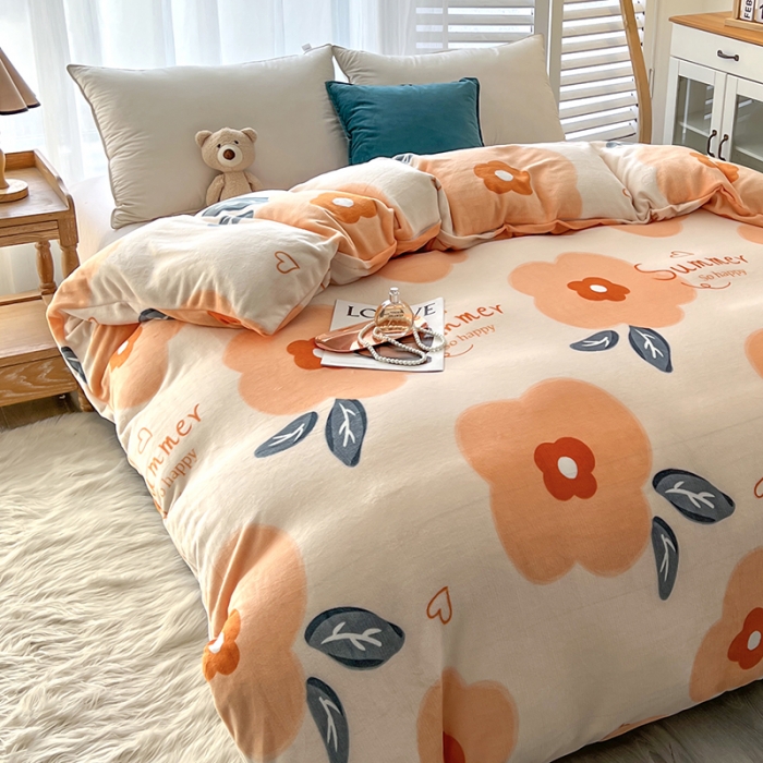 91家纺网 家纺一手货源 找家纺 爱上家居 2023新款牛奶绒保暖单被套 莫奈花园