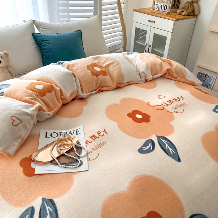 91家纺网 家纺一手货源 找家纺 爱上家居 2023新款牛奶绒保暖单被套 莫奈花园