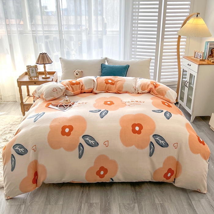 91家纺网 家纺一手货源 找家纺 爱上家居 2023新款牛奶绒保暖单被套 莫奈花园