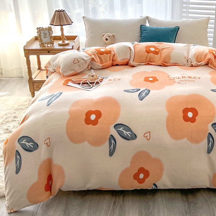 91家纺网 家纺一手货源 找家纺 爱上家居 2023新款牛奶绒保暖单被套 莫奈花园