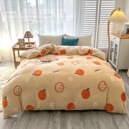爱上家居 2023新款牛奶绒保暖单被套 小橘子