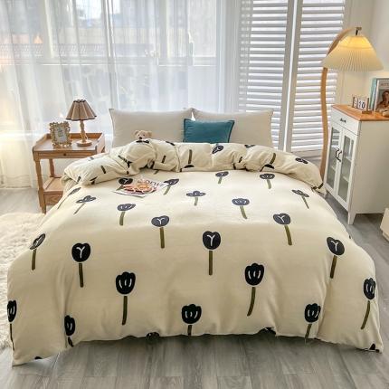 爱上家居 2023新款牛奶绒保暖单被套 幸运花
