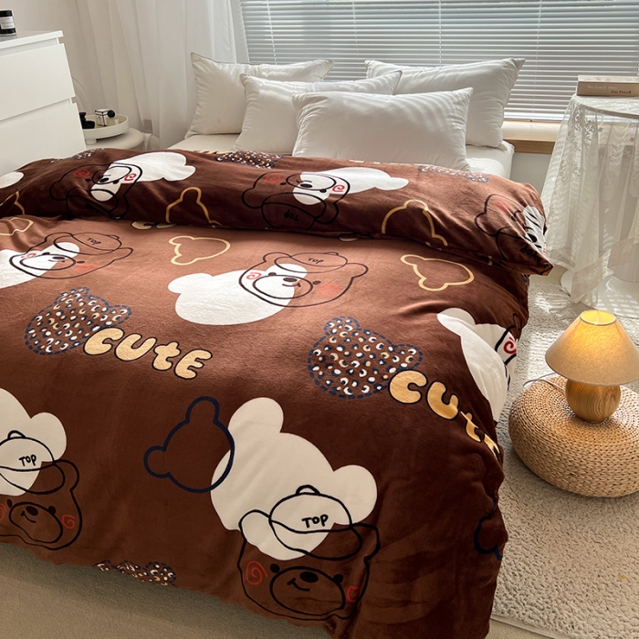 91家纺网 家纺一手货源 找家纺 爱上家居 2023新款牛奶绒保暖单被套 潮熊