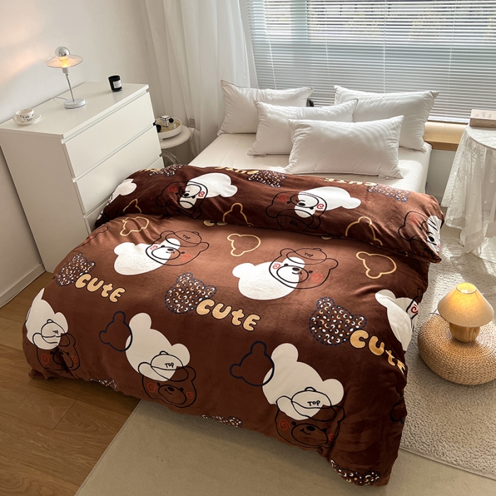 91家纺网 家纺一手货源 找家纺 爱上家居 2023新款牛奶绒保暖单被套 潮熊