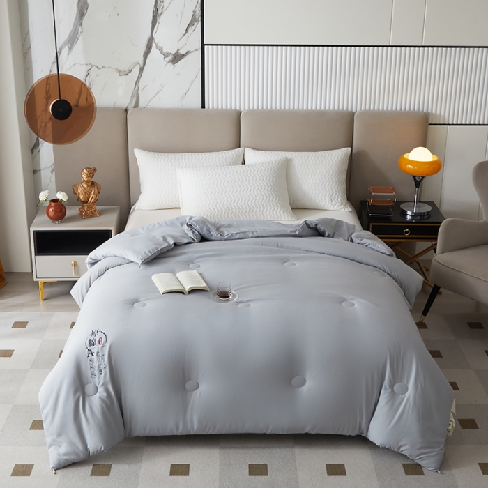 91家纺网 家纺一手货源 找家纺 爱宝被业 2025新款亲肤棉被被子被芯系列 灰色