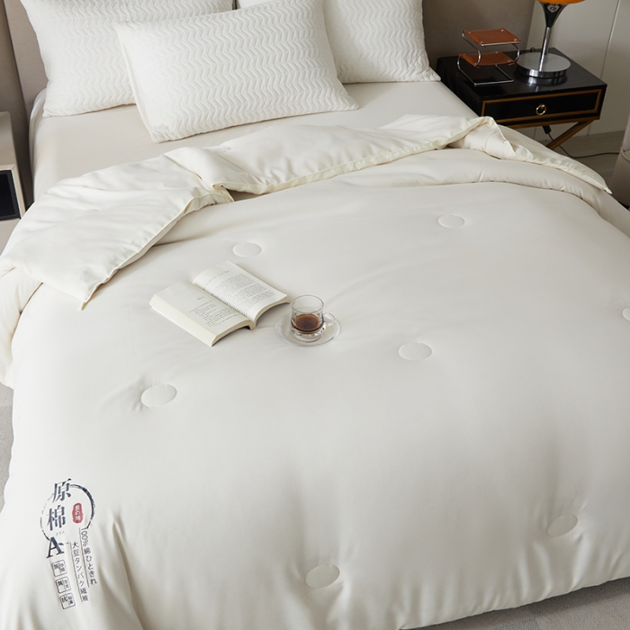 91家纺网 家纺一手货源 找家纺 爱宝被业 2025新款亲肤棉被被子被芯系列 米白