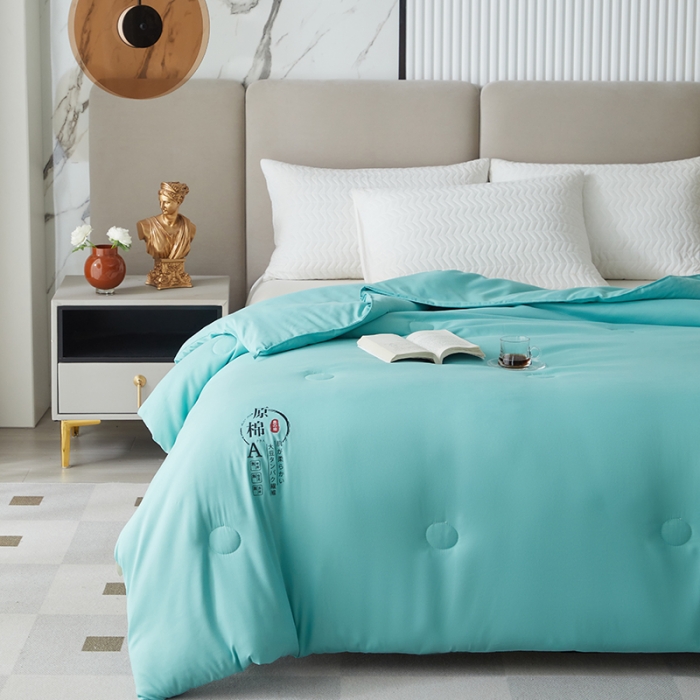 91家纺网 家纺一手货源 找家纺 爱宝被业 2025新款亲肤棉被被子被芯系列 水绿色